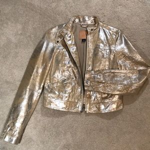 Gap silver toned small leather jacket